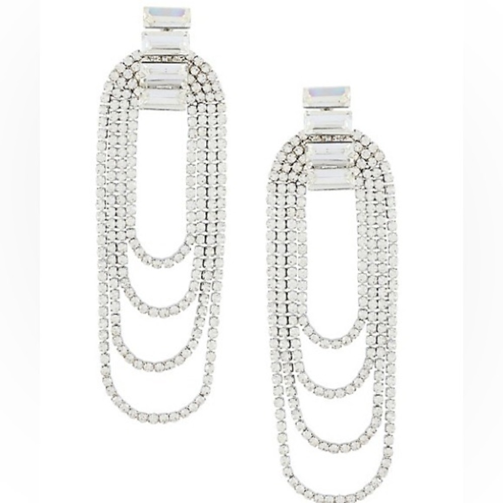 GUESS Crystal Chain layered Earrings